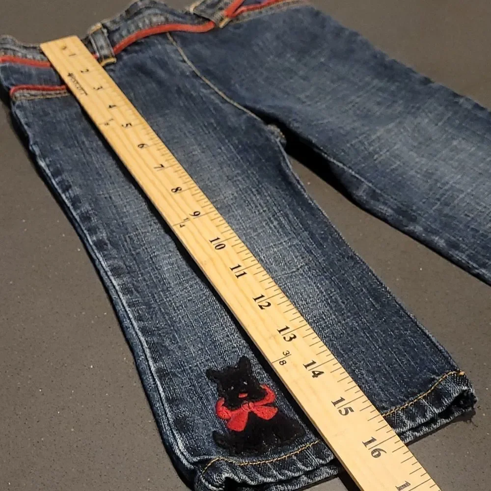 Gymboree 12-18 mos denim jeans w pink trim